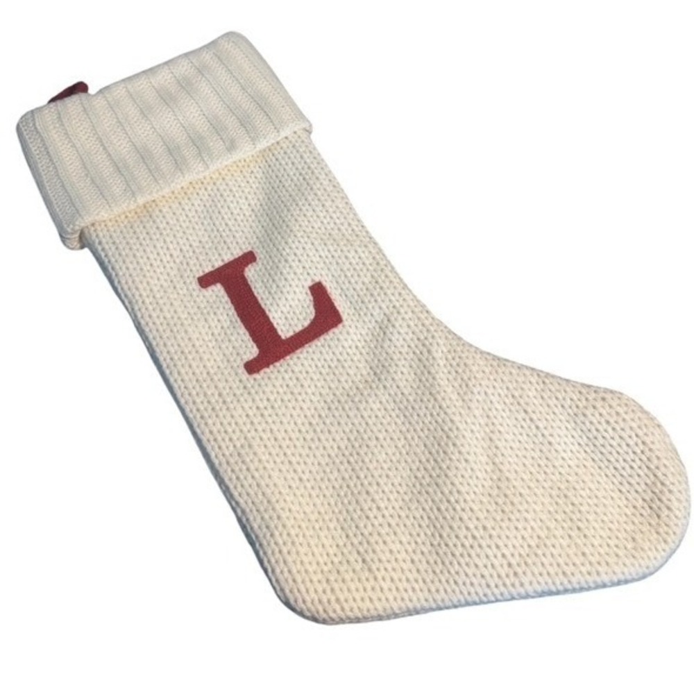 Wondershop Ivory Knit Christmas Stocking Initial L Knit Holiday Decor 16in